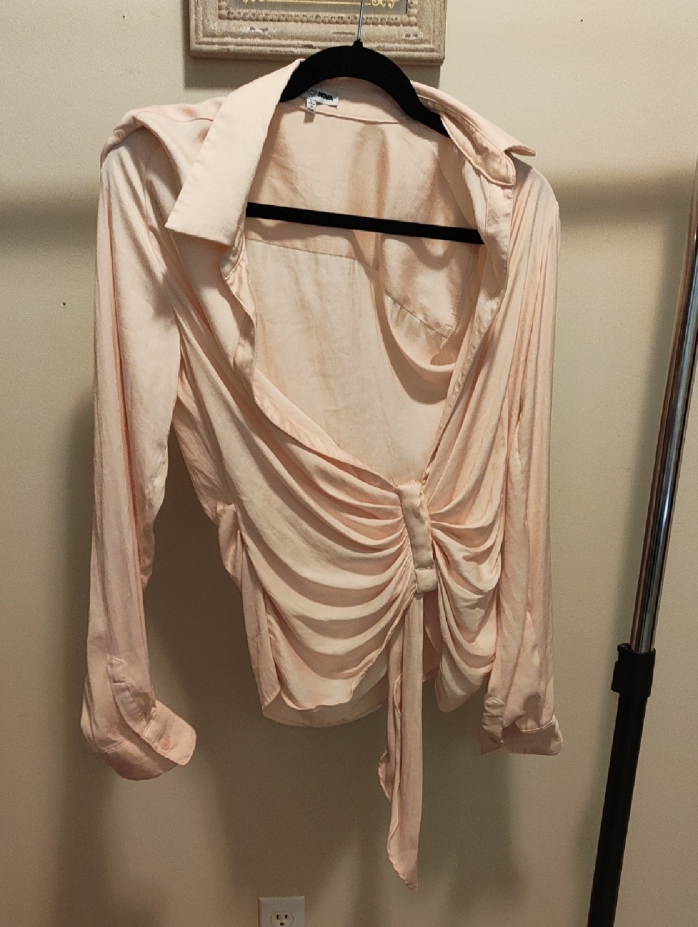 Fashion Nova Light Blush Ruched Tie-Front Dress